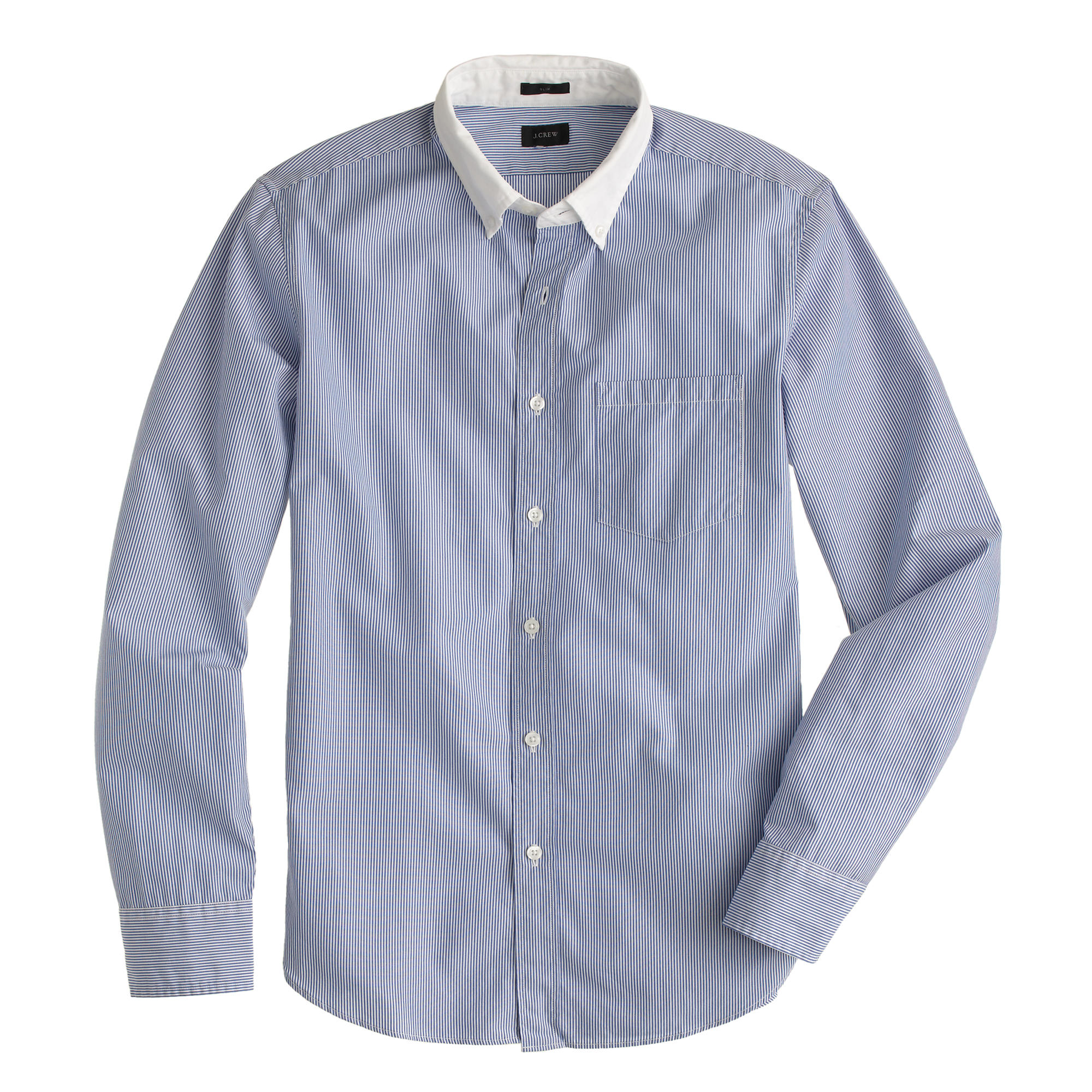 J.crew Secret Wash White-collar Shirt In Banker Stripe in Blue for Men | Lyst