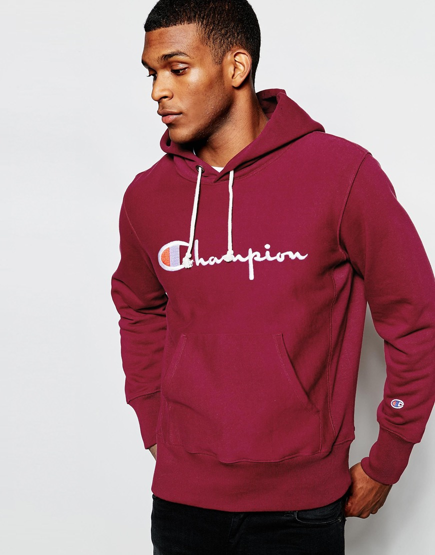Champion Hoodie With Script Logo in Purple for Men | Lyst