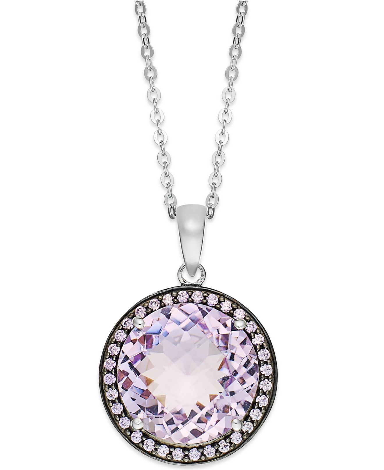 Macy's Sterling Silver Necklace, Natural Pink Amethyst (7-1/5 Ct. T.w ...