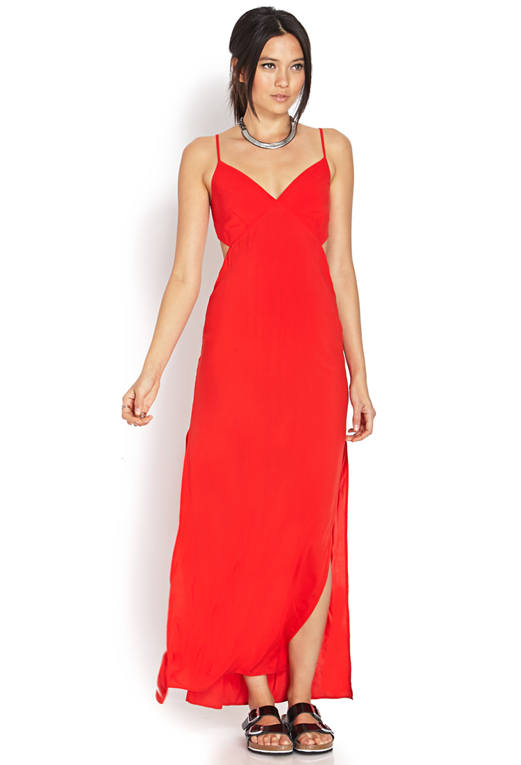 Lyst - Forever 21 Clever Cut Maxi Dress in Red