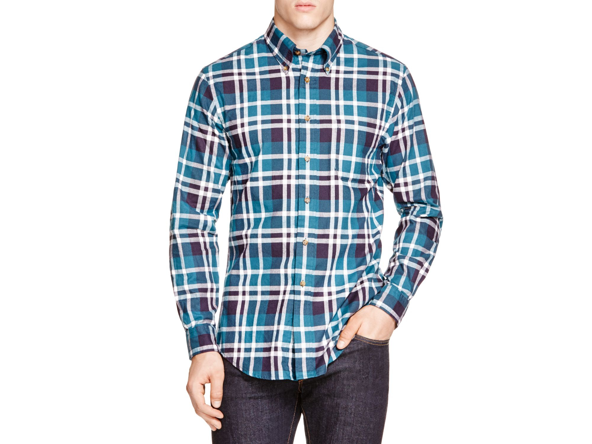 Lyst - Brooks Brothers Flannel Plaid Regular Fit Button Down Shirt in ...