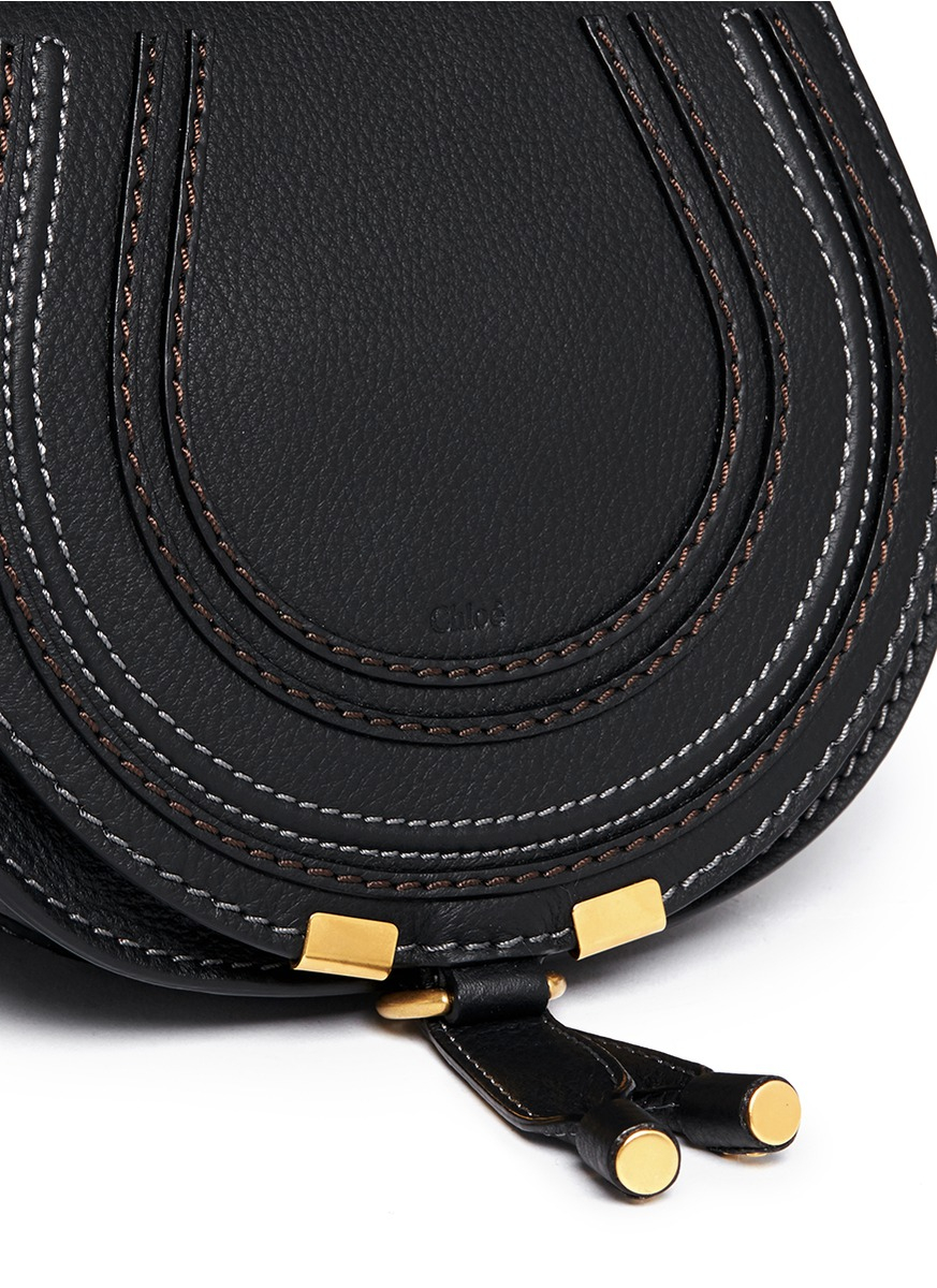 Chlo \u0026#39;Marcie\u0026#39; Mini Leather Crossbody Bag in Black | Lyst  