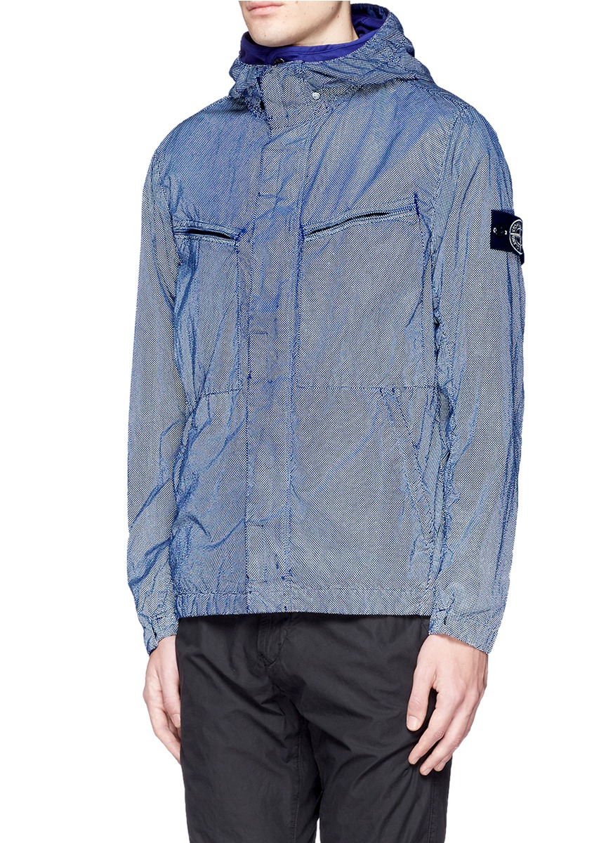 Lyst - Stone Island 'garment Dyed Pixel Reflective' Crinkled Jacket in Blue for Men