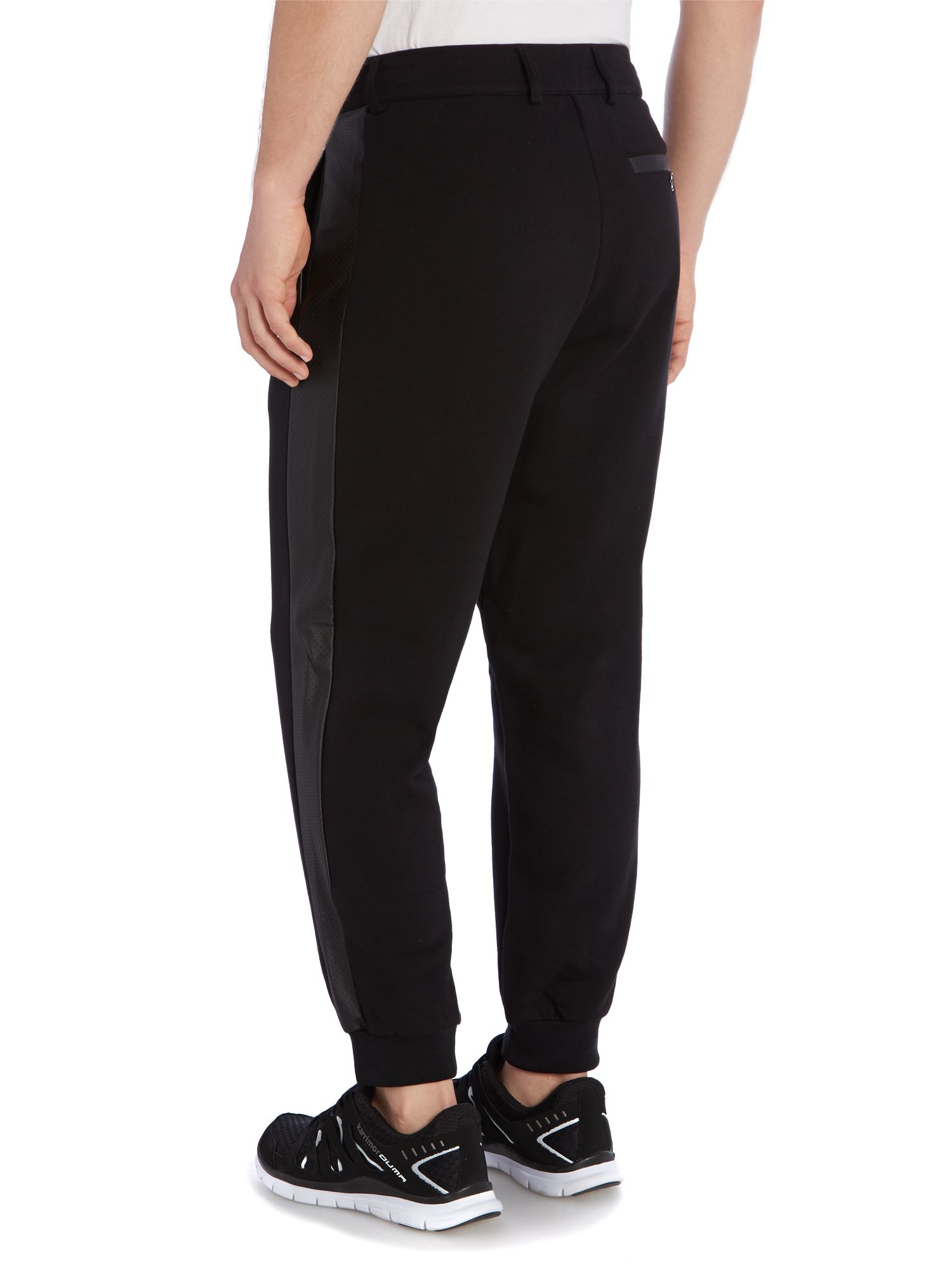 Armani jeans Tapered Fit Perforated Panel Tracksuit Bottoms in Black ...