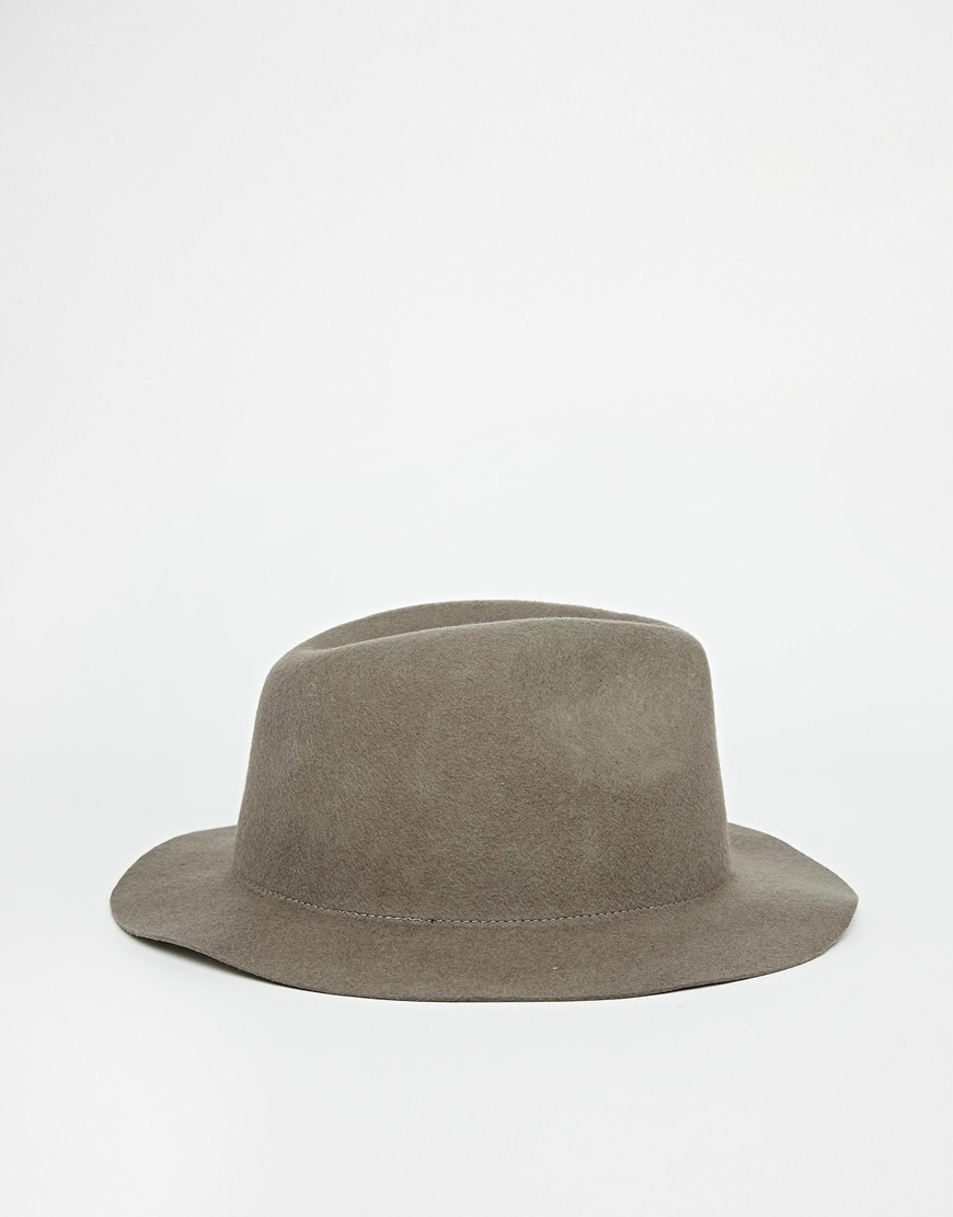 Lyst Asos Fedora Hat In Light Grey Felt With Unstructured Brim in