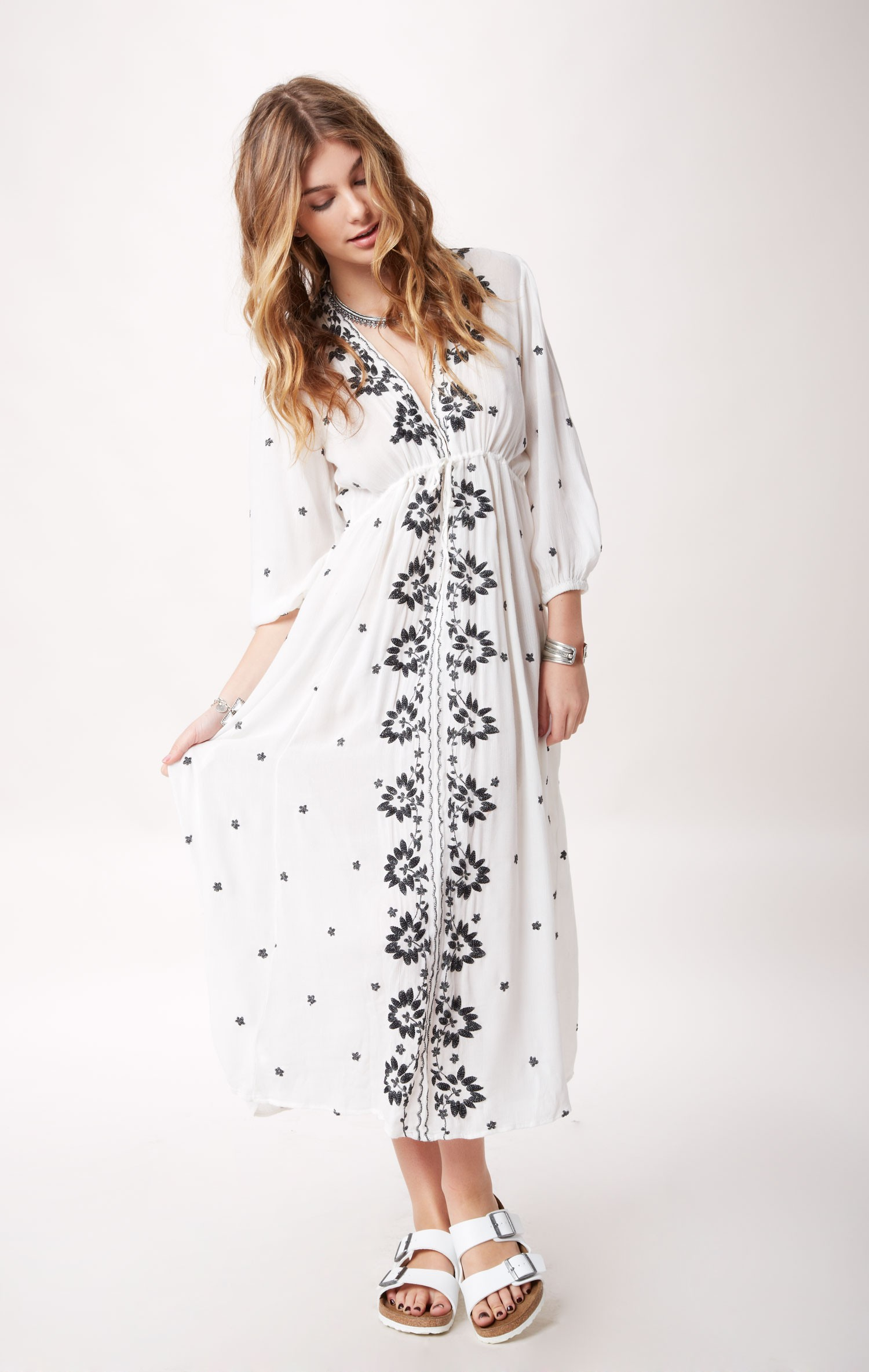 Free People Embroidered Dress in White (1006) | Lyst