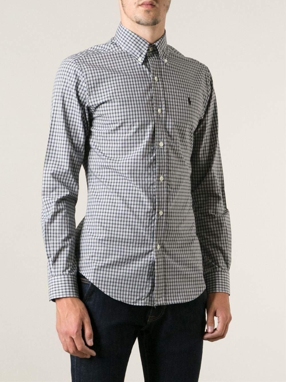 polo black button down shirt