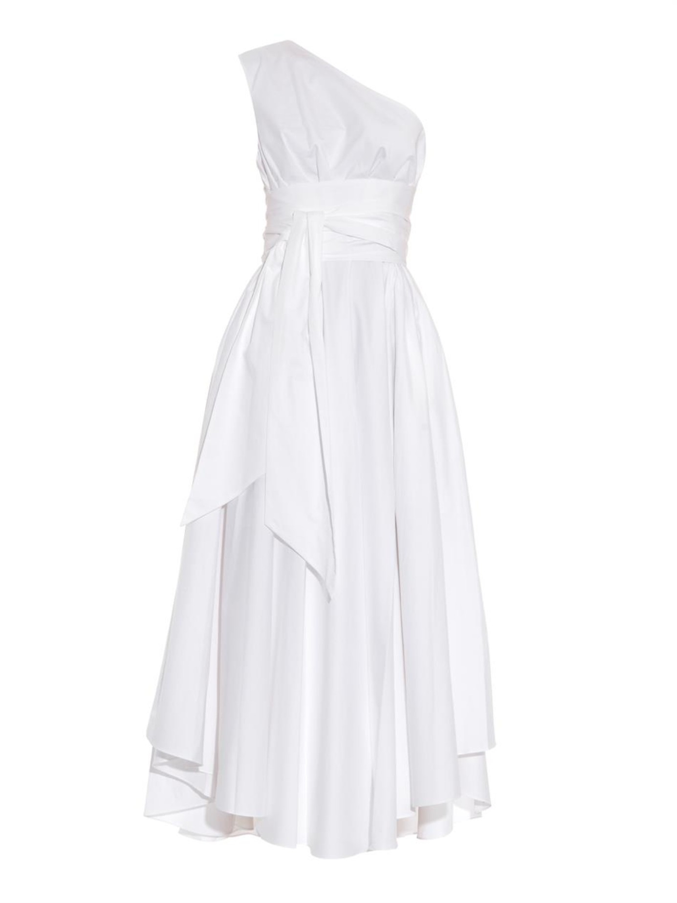 Lyst - Tibi One-Shoulder Cotton-Poplin Dress in White