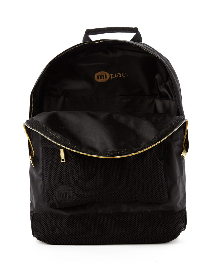 Lyst - Mi-pac Gold Satin Mesh Backpack - Black in Black for Men