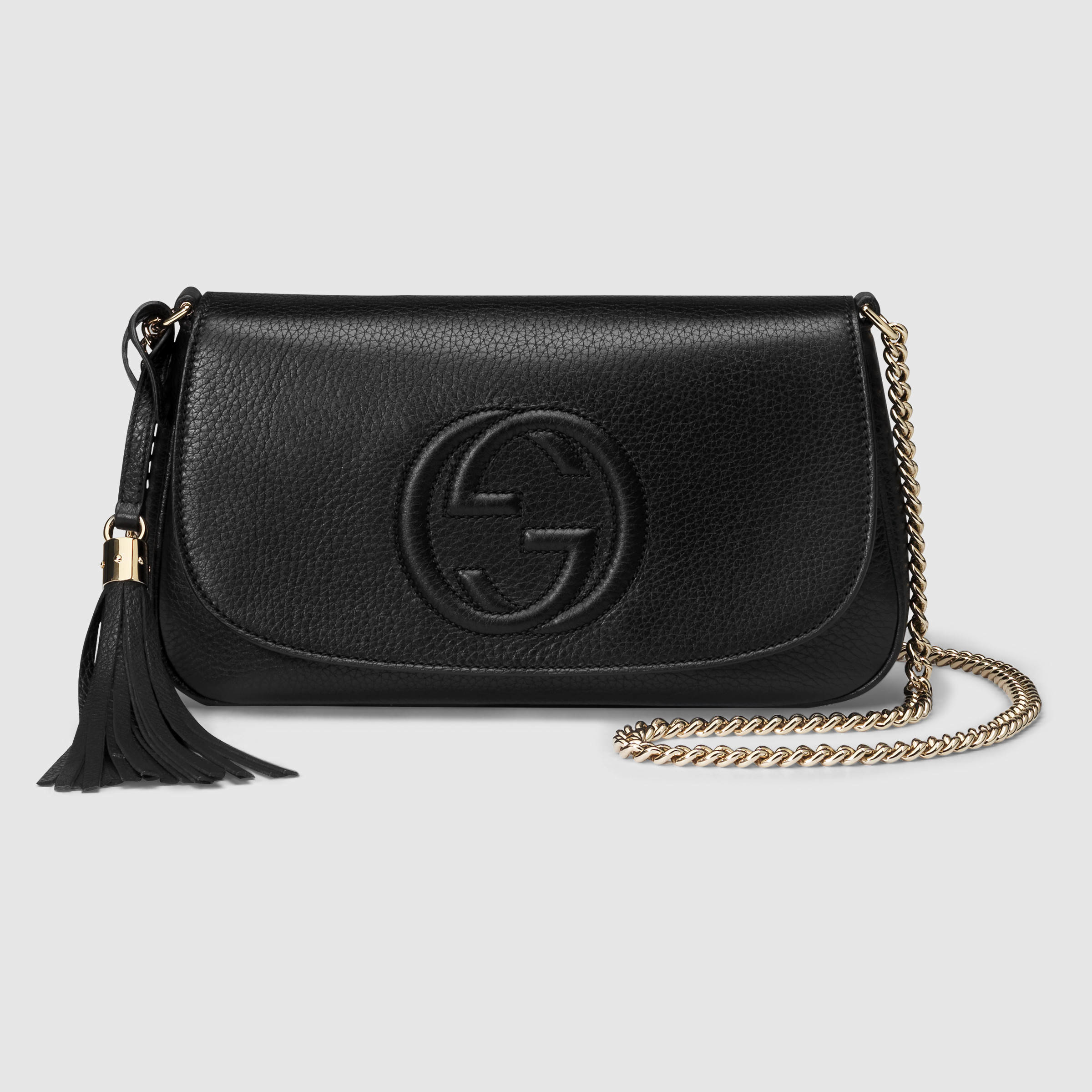 Gucci Soho Leather Shoulder Bag in Black | Lyst