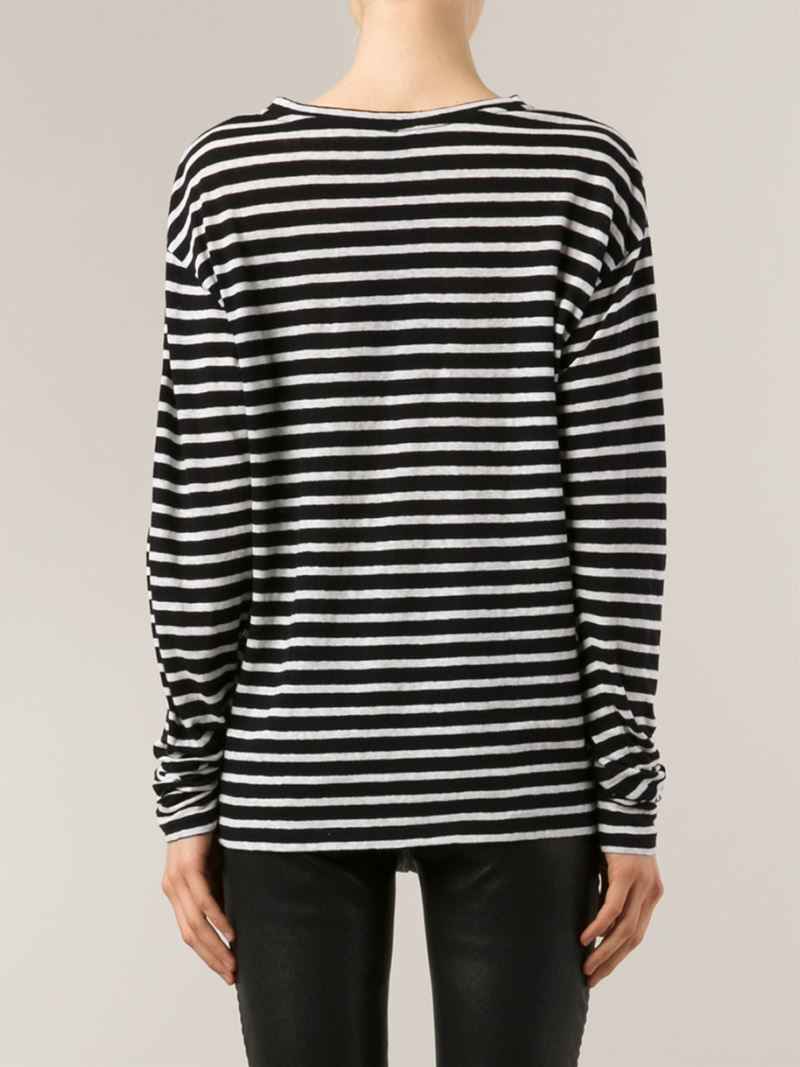 Lyst - R13 Long Sleeve Striped T-Shirt in Black