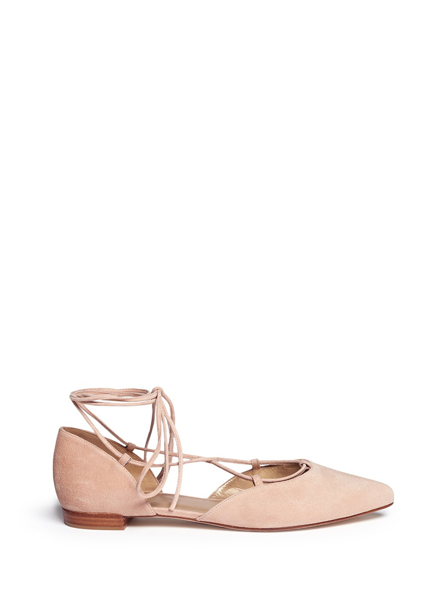 Lyst - Stuart Weitzman 'gilligan' D'orsay Suede Lace-up Flats in Pink