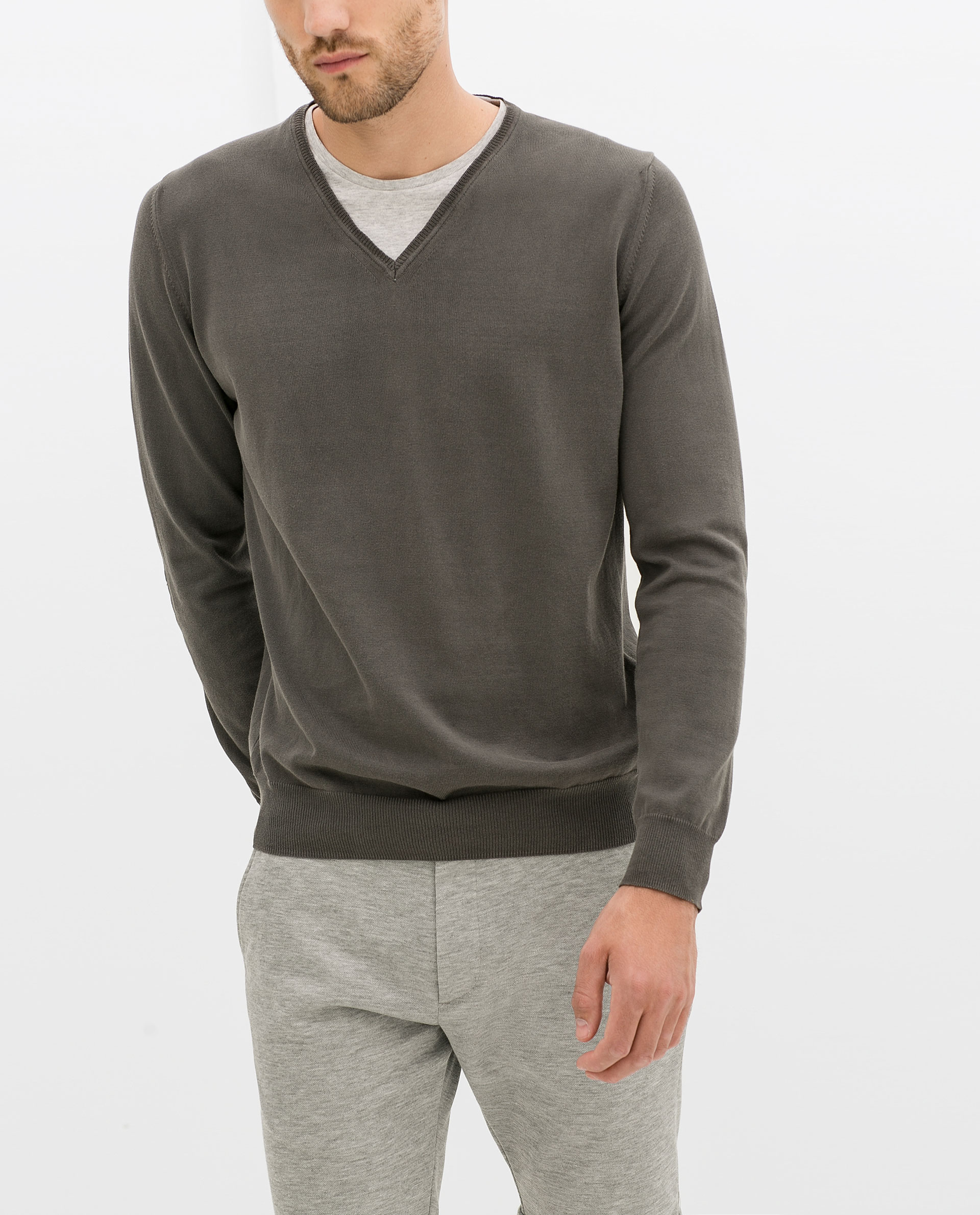 Download Zara Mock Layer Sweater in Gray for Men (Grey) | Lyst