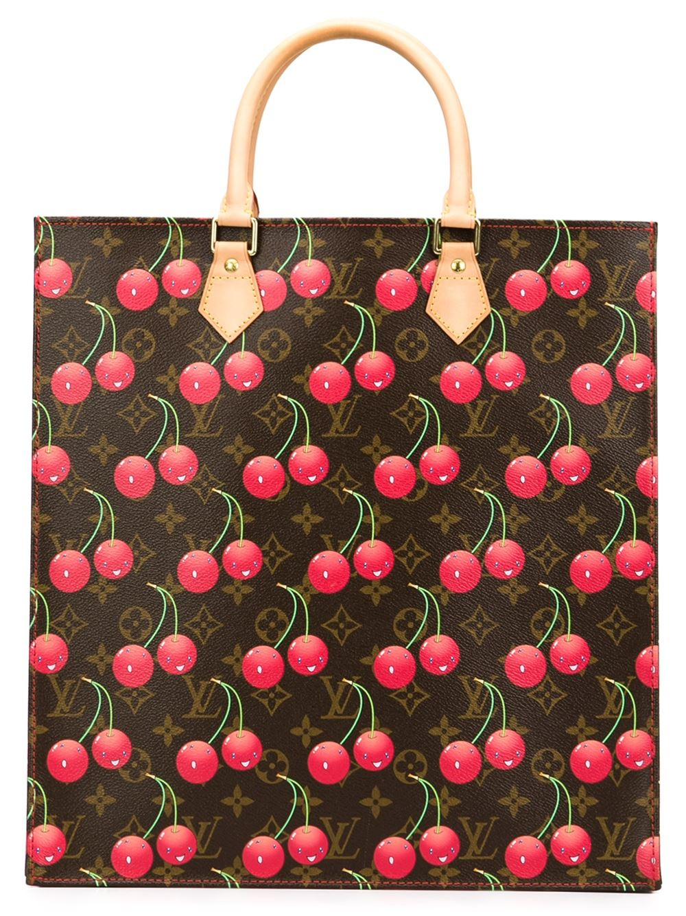 Lyst - Louis Vuitton Cherry Print Tote in Brown