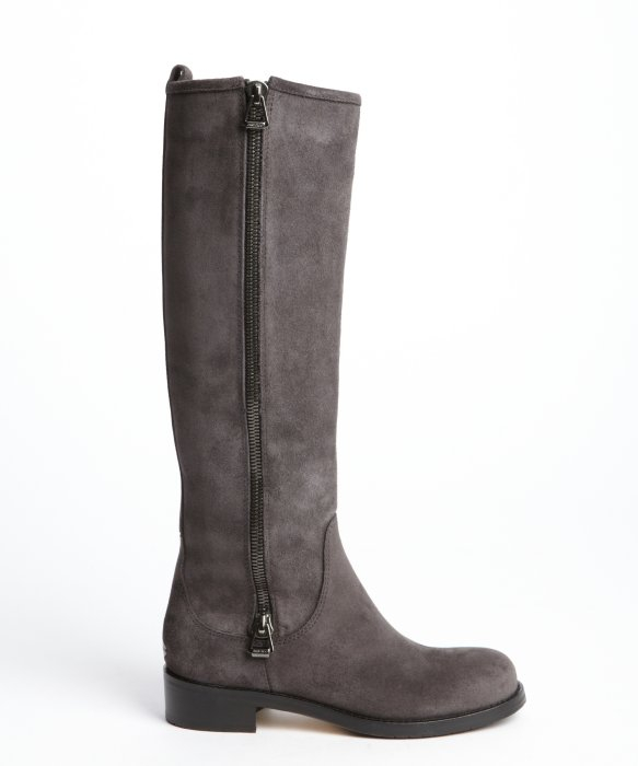 Lyst - Jimmy Choo Smoke Suede Zipper Detail Tall Boots in Gray