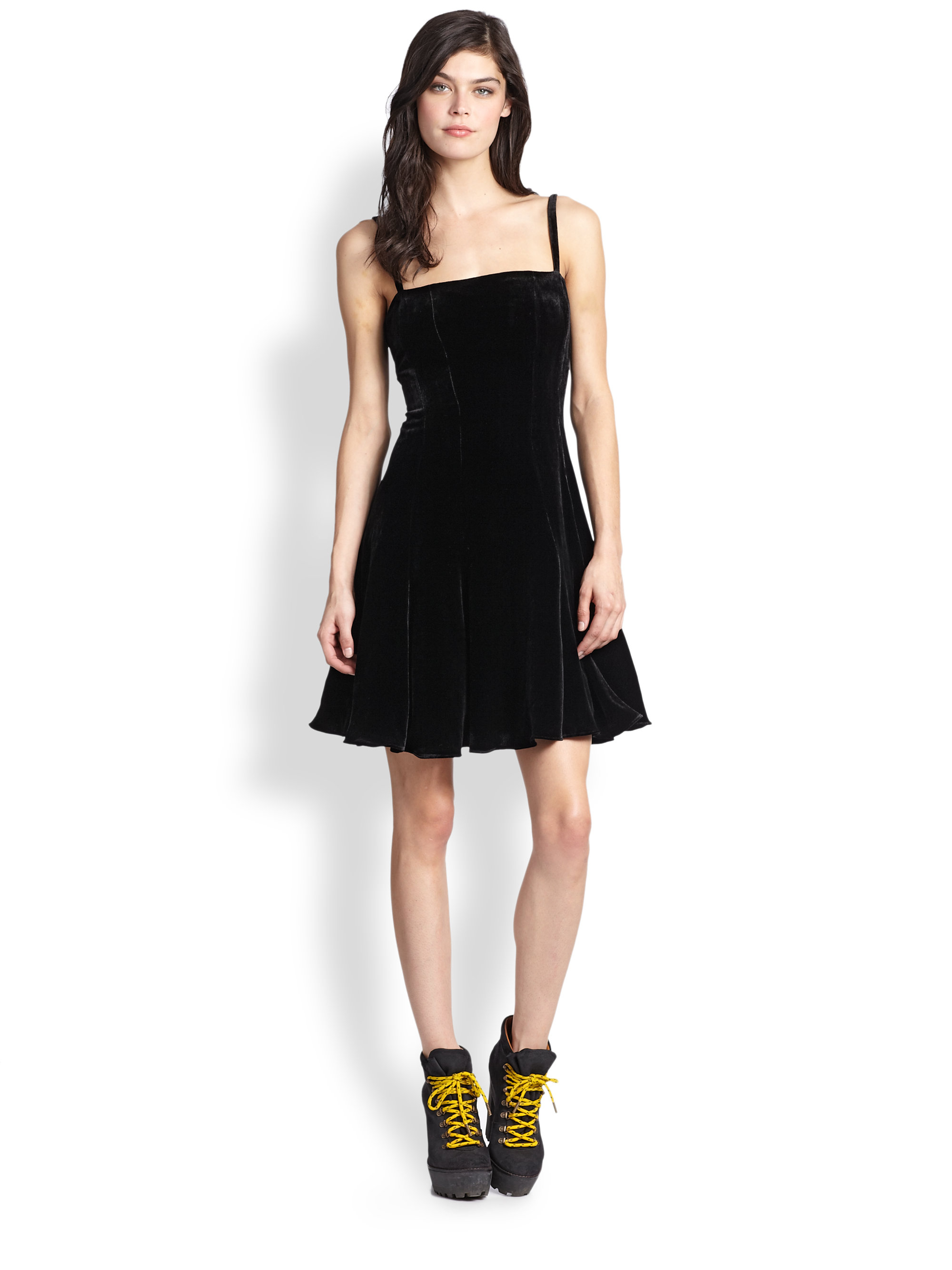 Lyst Polo Ralph Lauren Velvet Flared Dress In Black