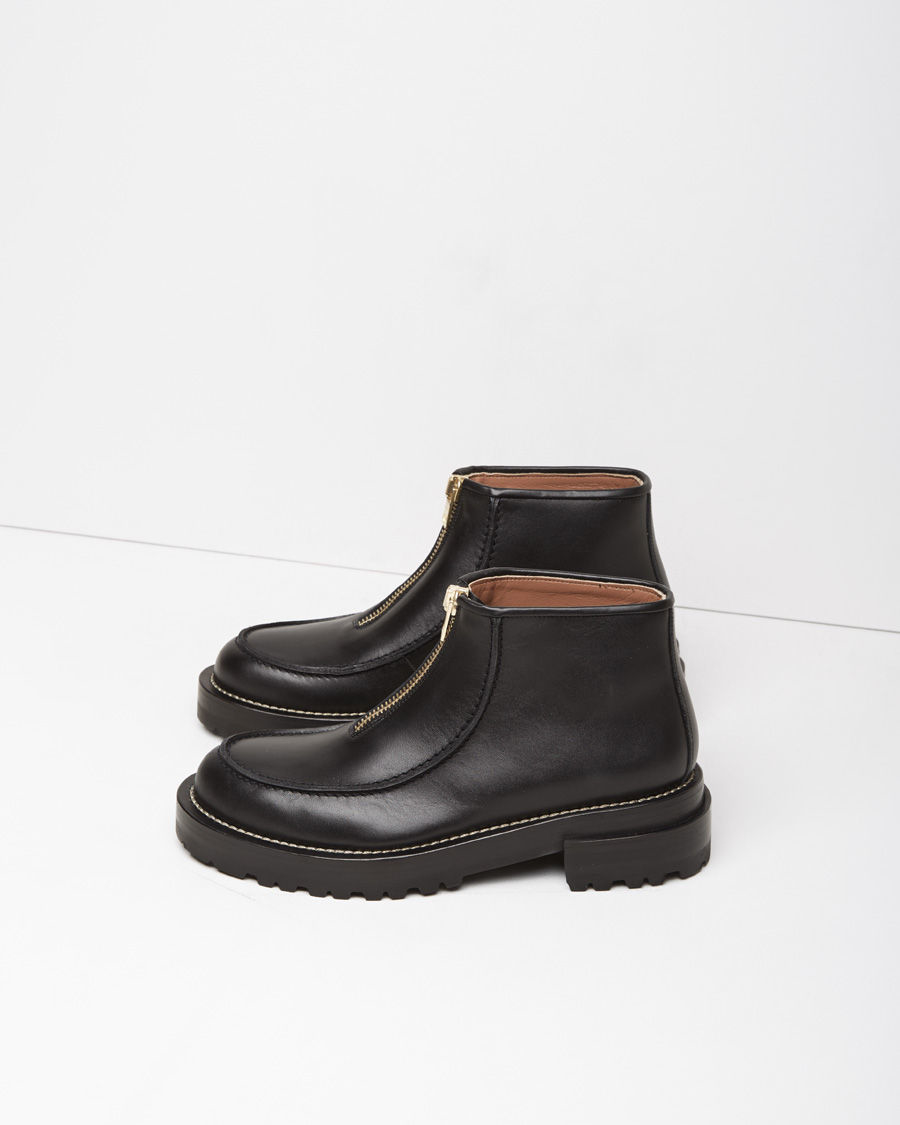 Lyst - Marni Zip-Front Leather Ankle Boots in Black
