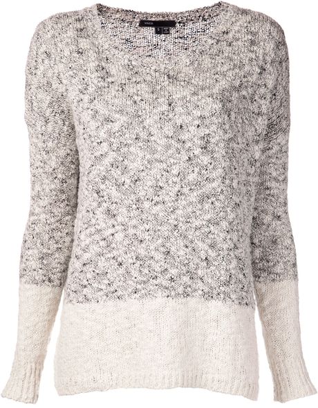 Vince Two Tone Sweater in White | Lyst