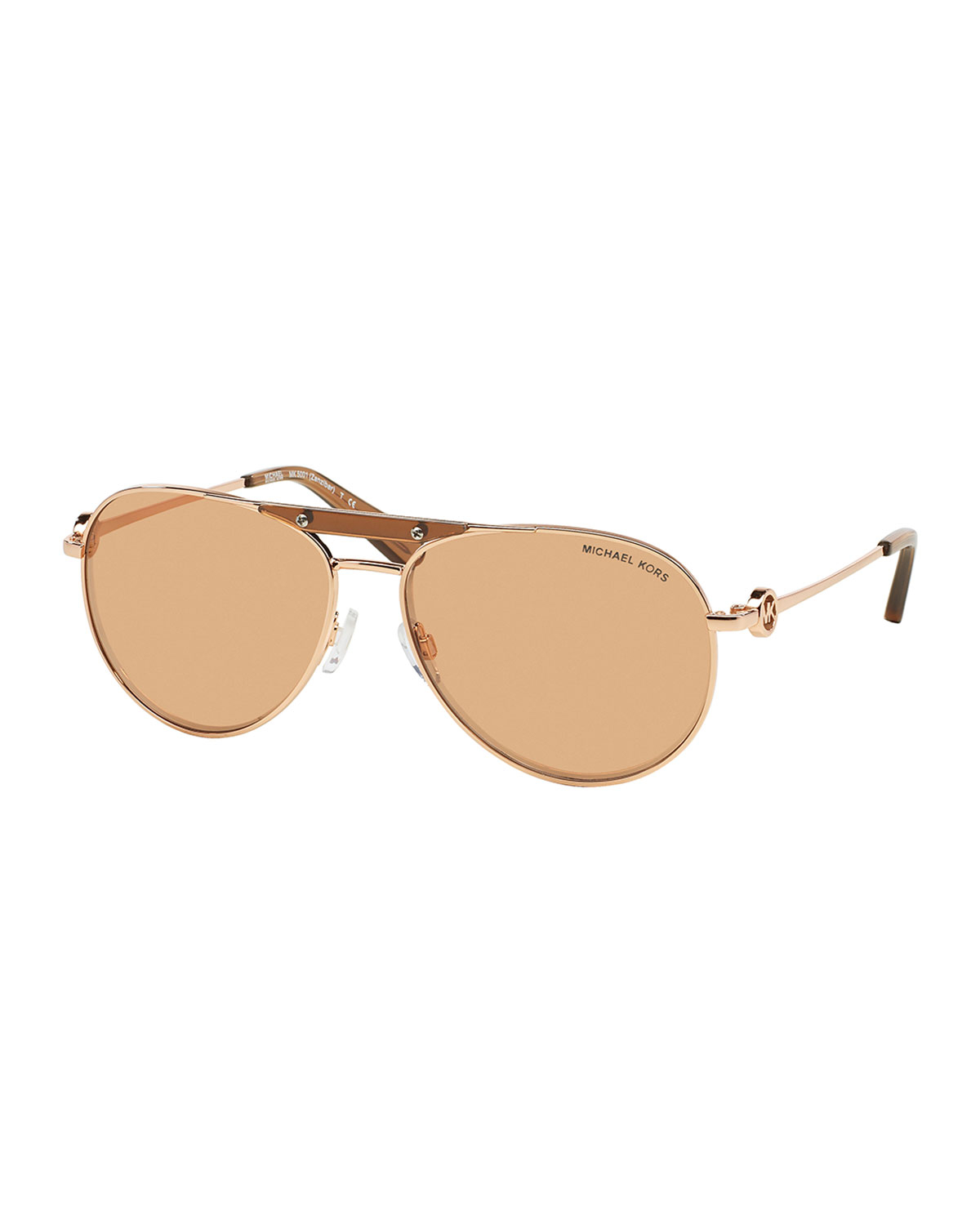 Lyst Michael Kors Zanzibar Flash Lens Aviator Sunglasses In Metallic 4523