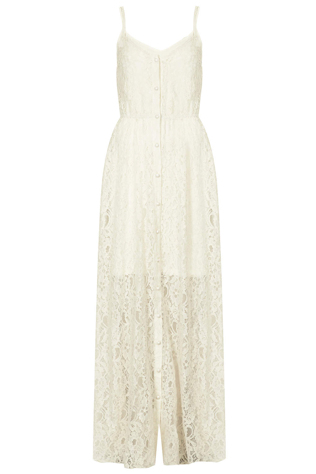 Lyst - Topshop Cream Lace Button Front Maxi Dress By Rare in Natural