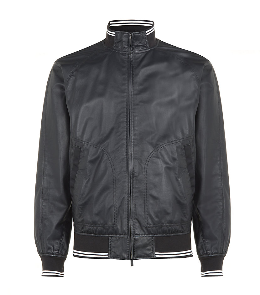 Armani Jeans Leather Blouson Jacket in Gray for Men (midnight) | Lyst