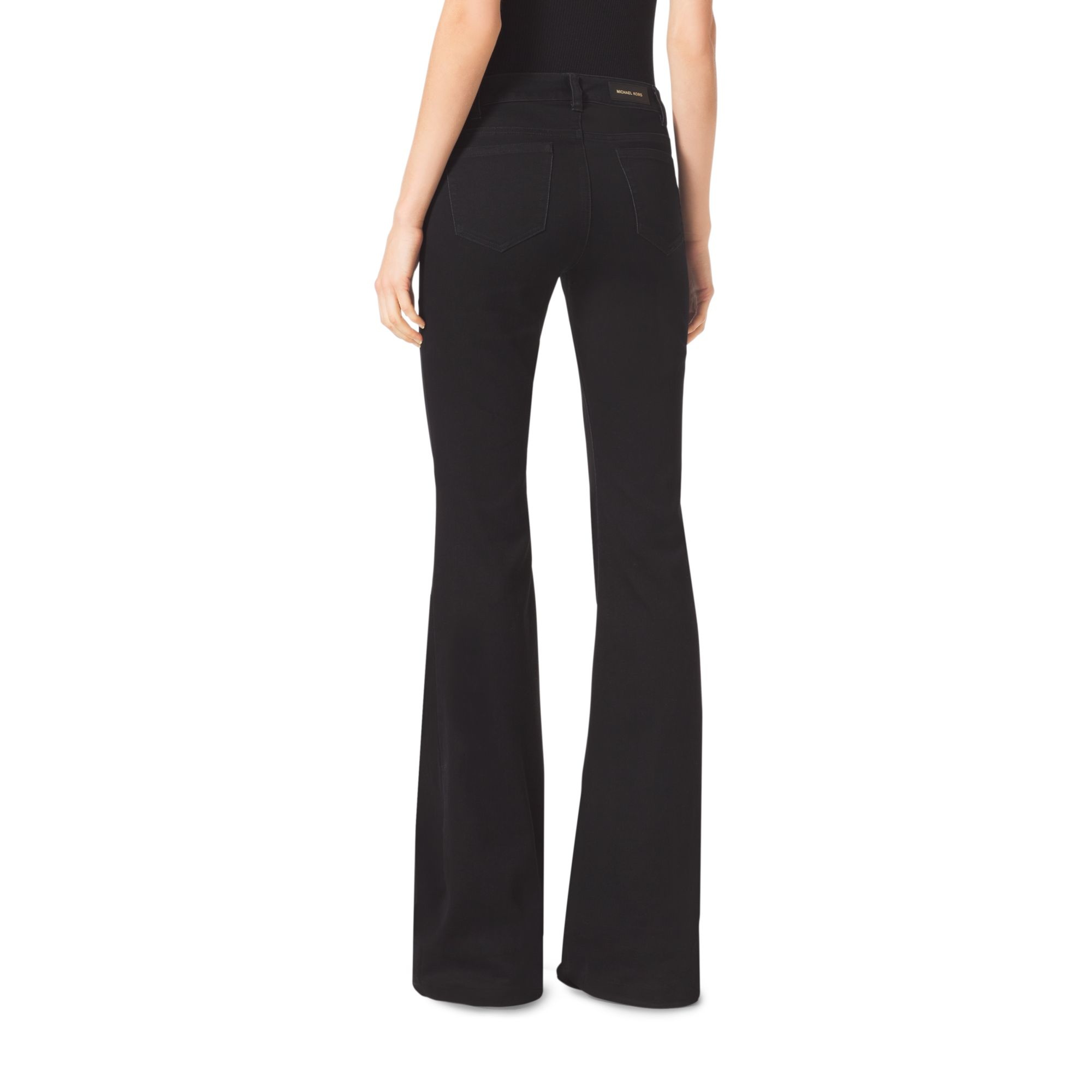 Michael kors Stretch Flared Jeans in Black | Lyst