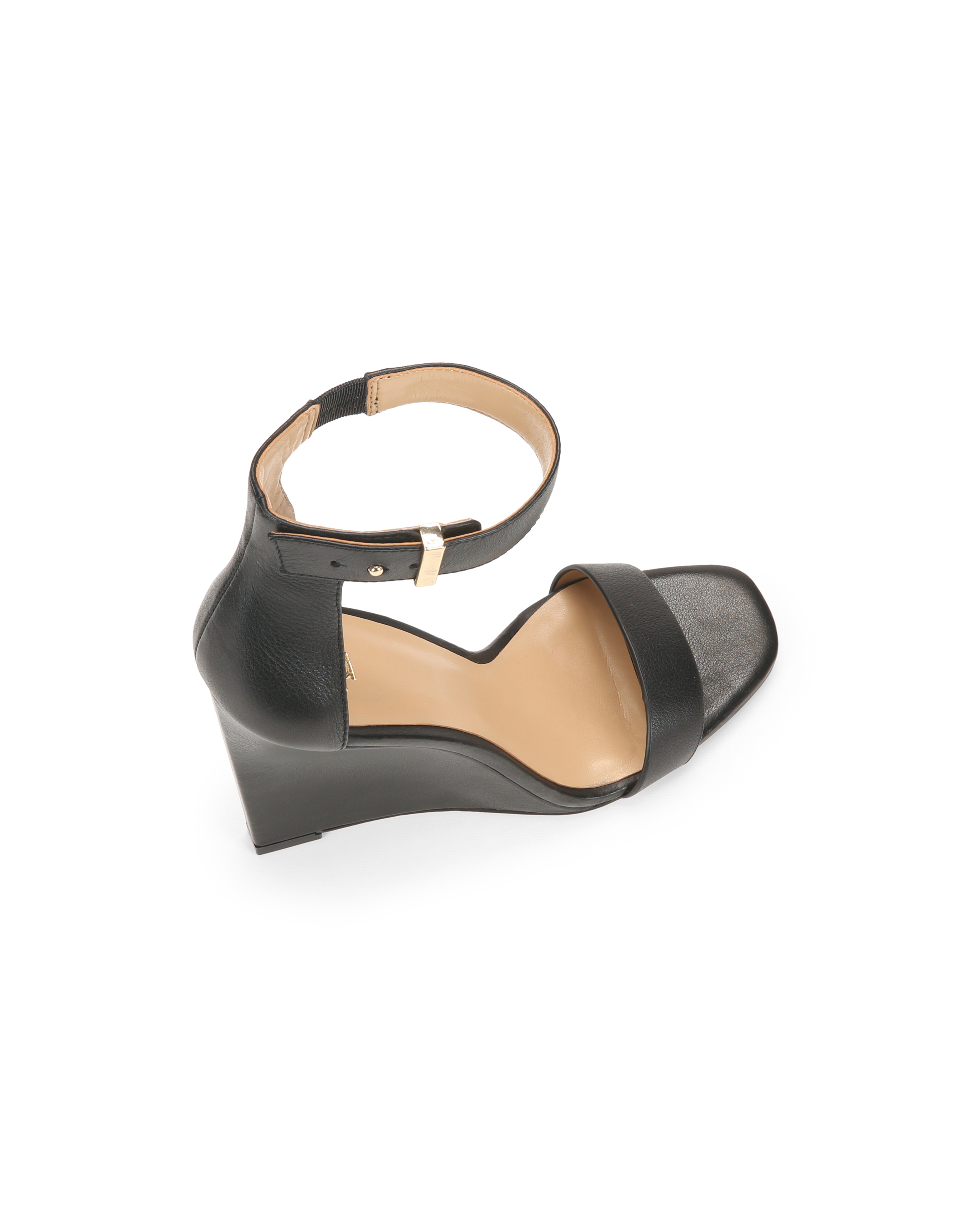 Lyst Ann Taylor Emmy Wedge Leather Sandals in Black