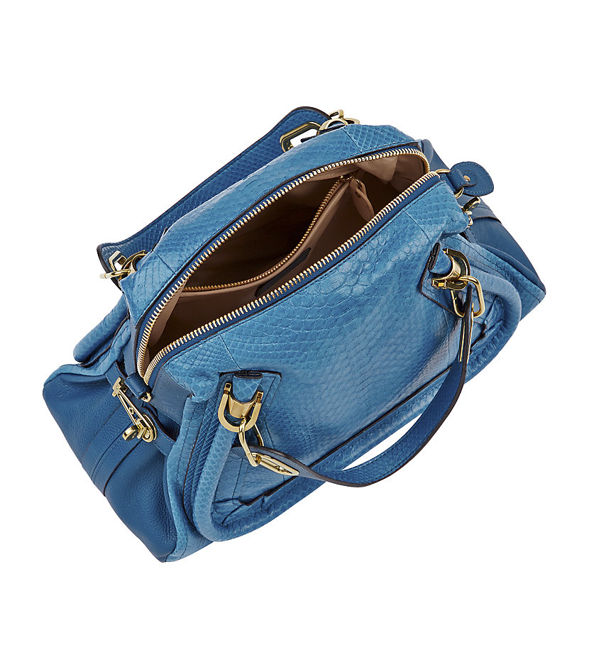 Chlo Medium Paraty Python Tote in Blue | Lyst  