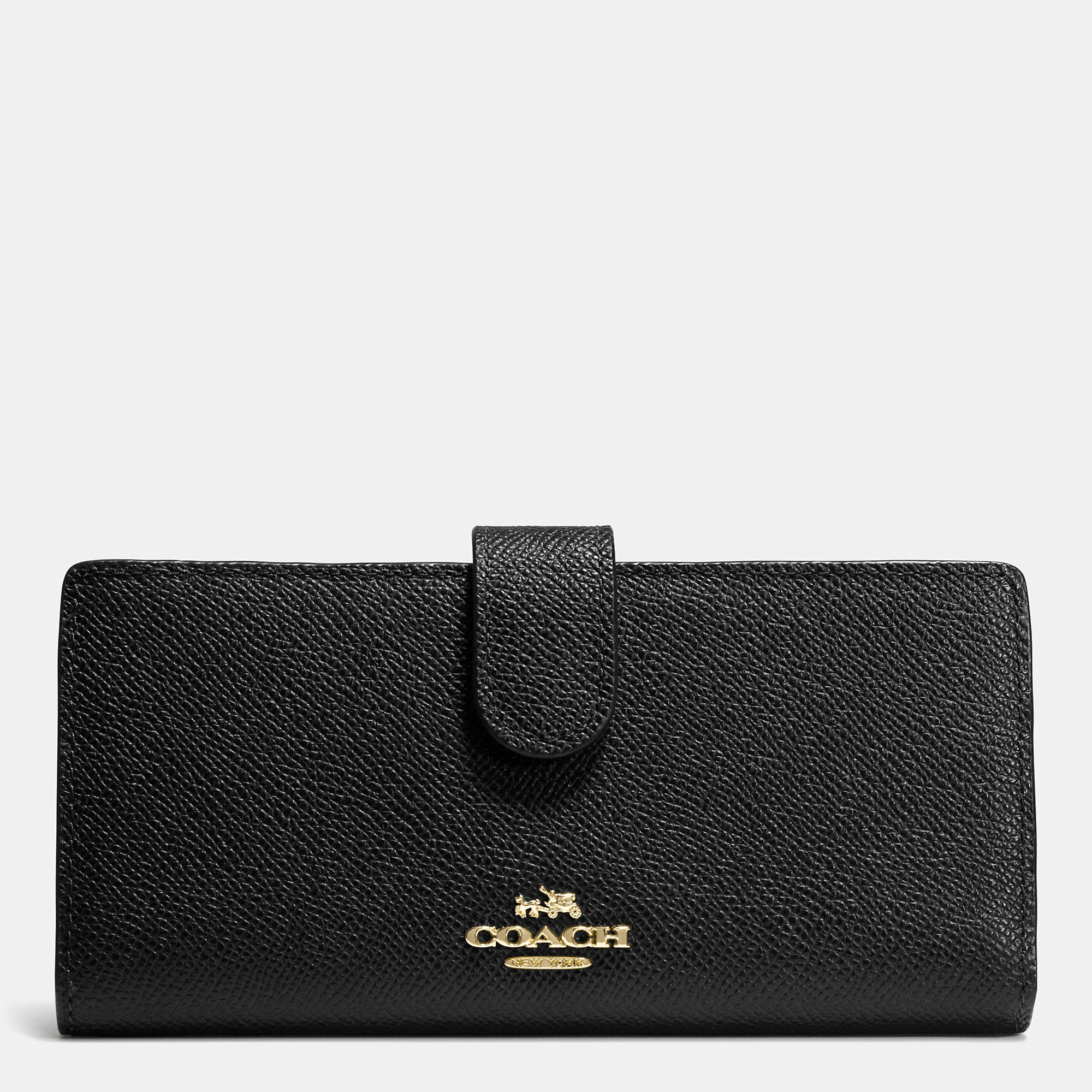 COACH Skinny Wallet In Embossed Textured Leather in Black - Lyst