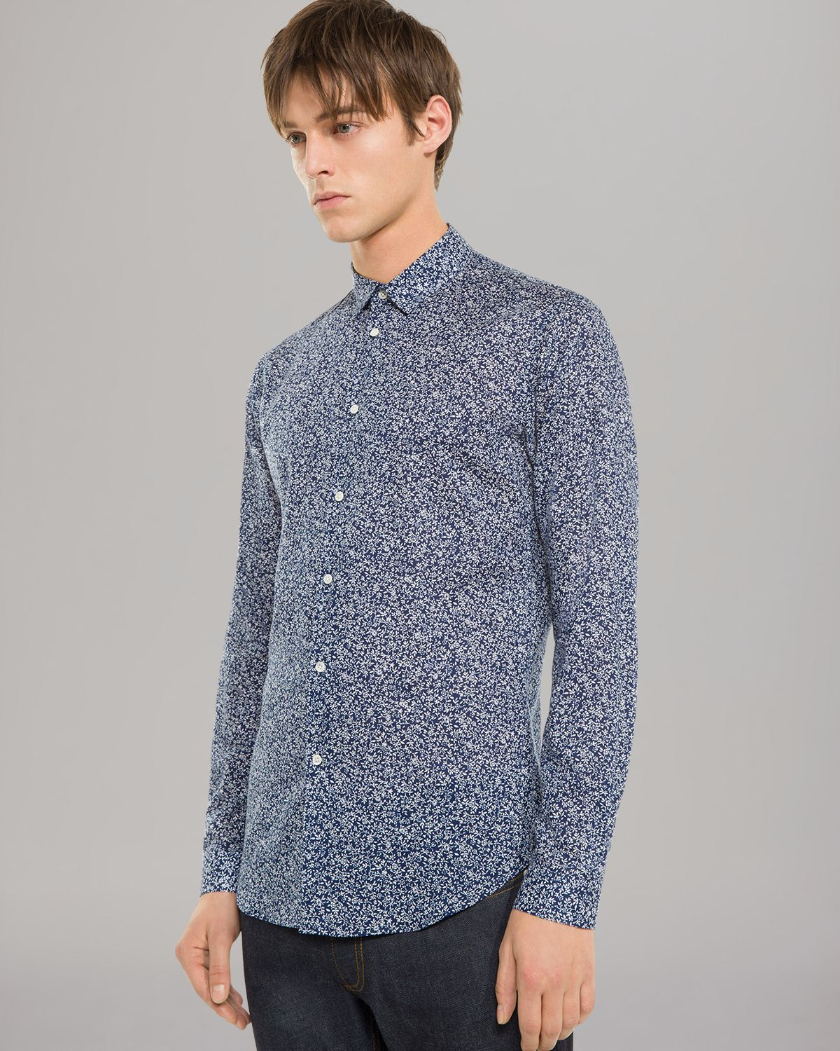 Sandro Flower Shirt Slim Fit in Blue for Men | Lyst