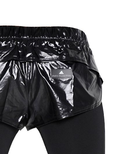 Lyst Adidas By Stella Mccartney Shiny Nylon Shorts And Microfiber Leggings In Black 5837