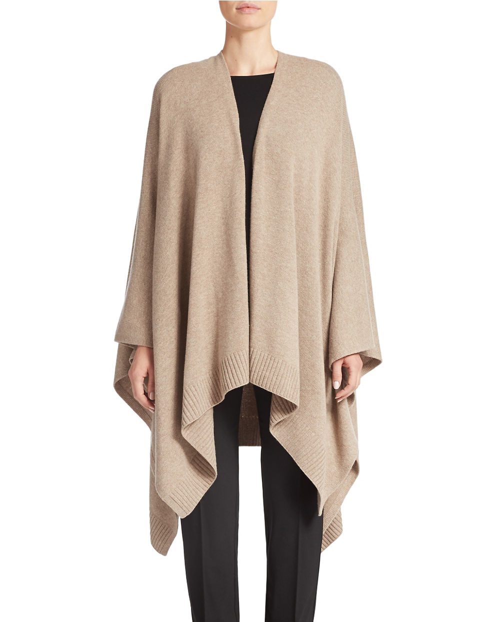 Eileen fisher Petite Open-front Wool Poncho in Natural | Lyst