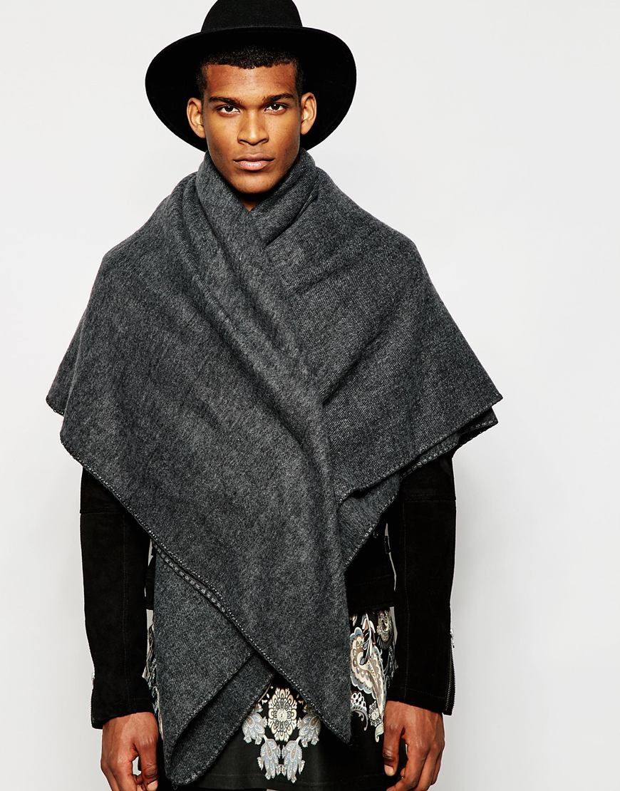 Lyst - Asos Wide Square Blanket Scarf In Grey in Gray for Men