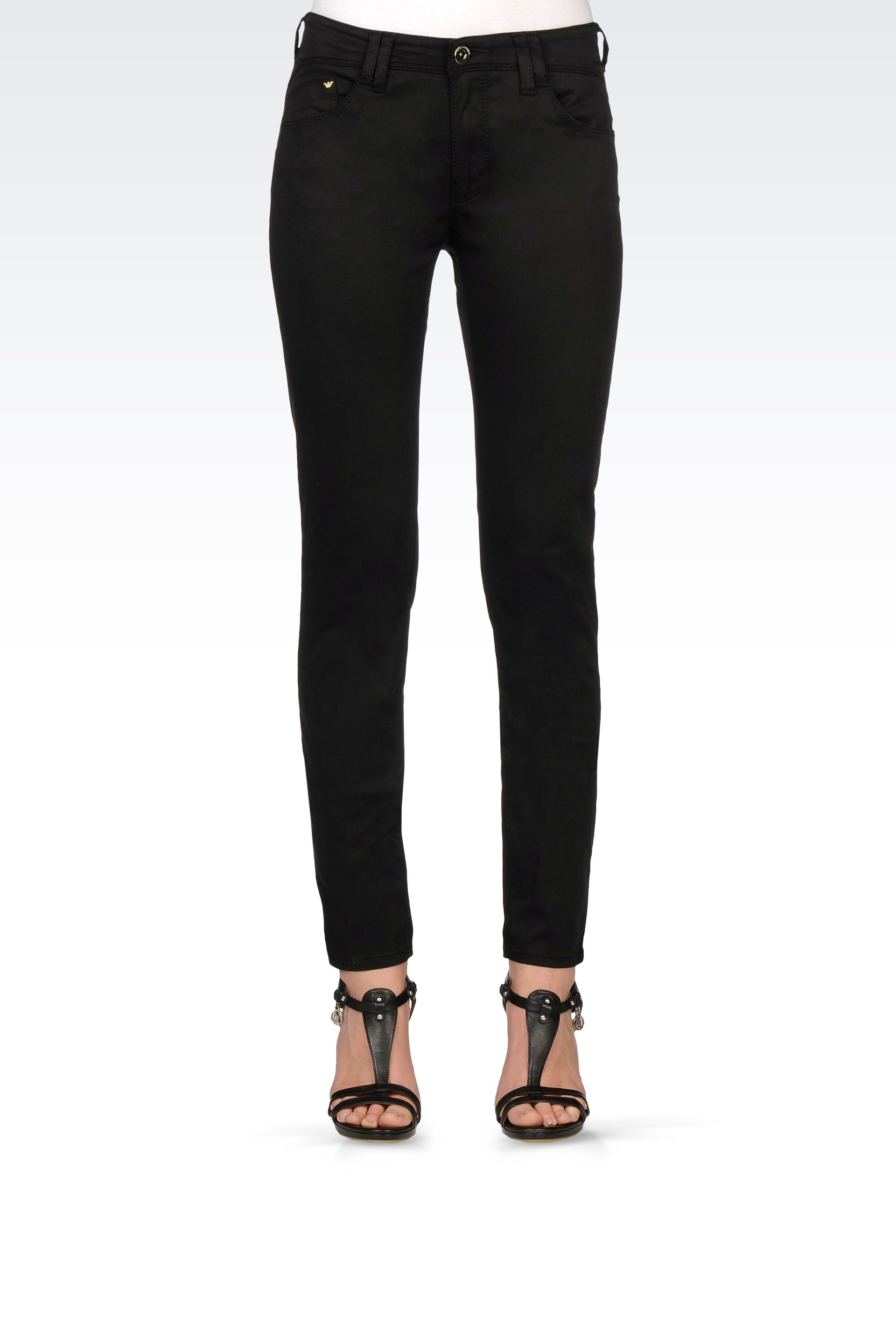 Armani Jeans Skinny Jeans in Stretch Satin in Black - Lyst