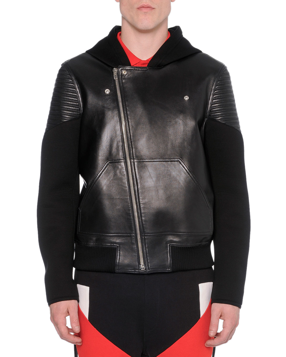 Lyst Givenchy Leather Neoprene Moto Jacket In Black For Men Gallery