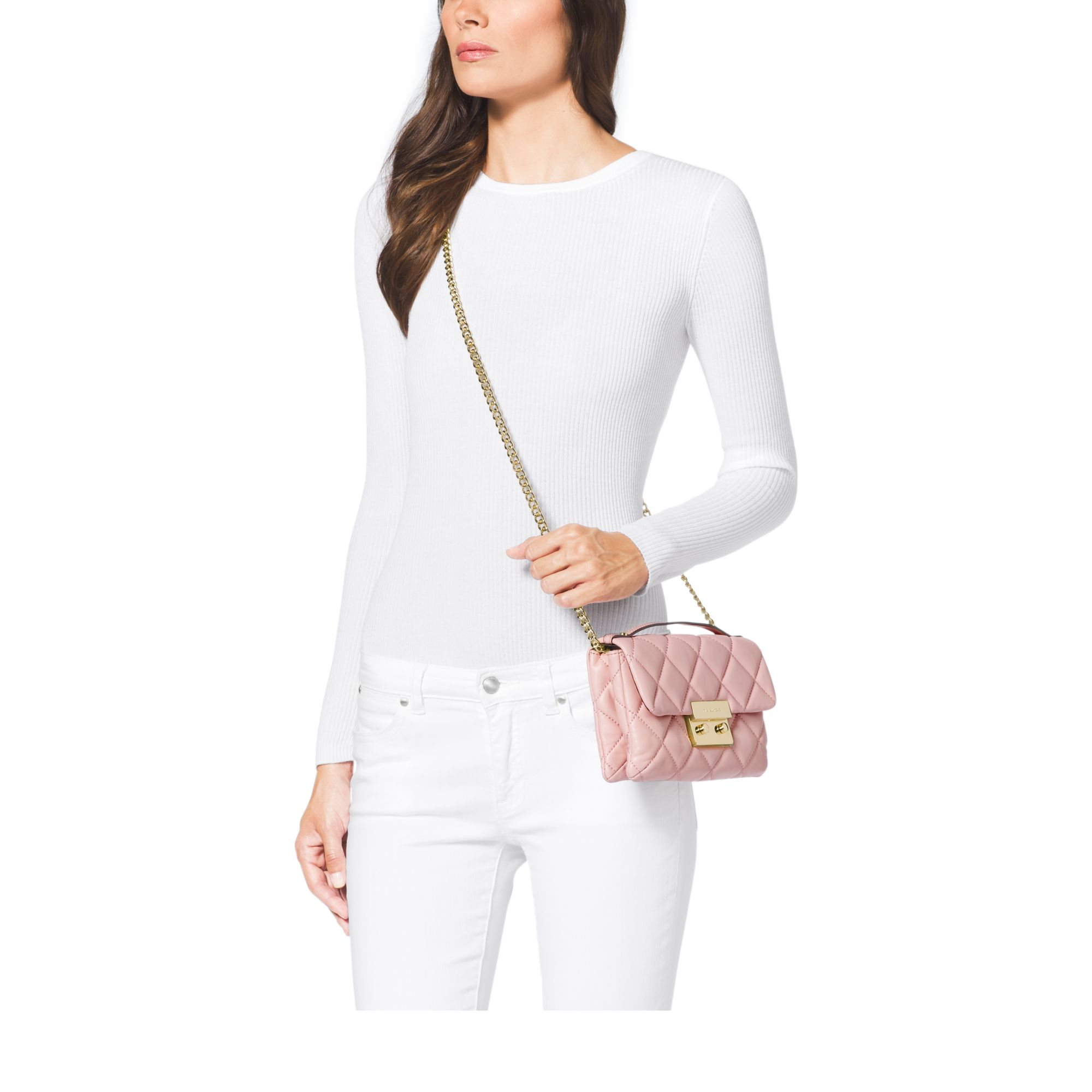Lyst - Michael Kors Sloan Small Quilted Cross-Body Bag in Pink