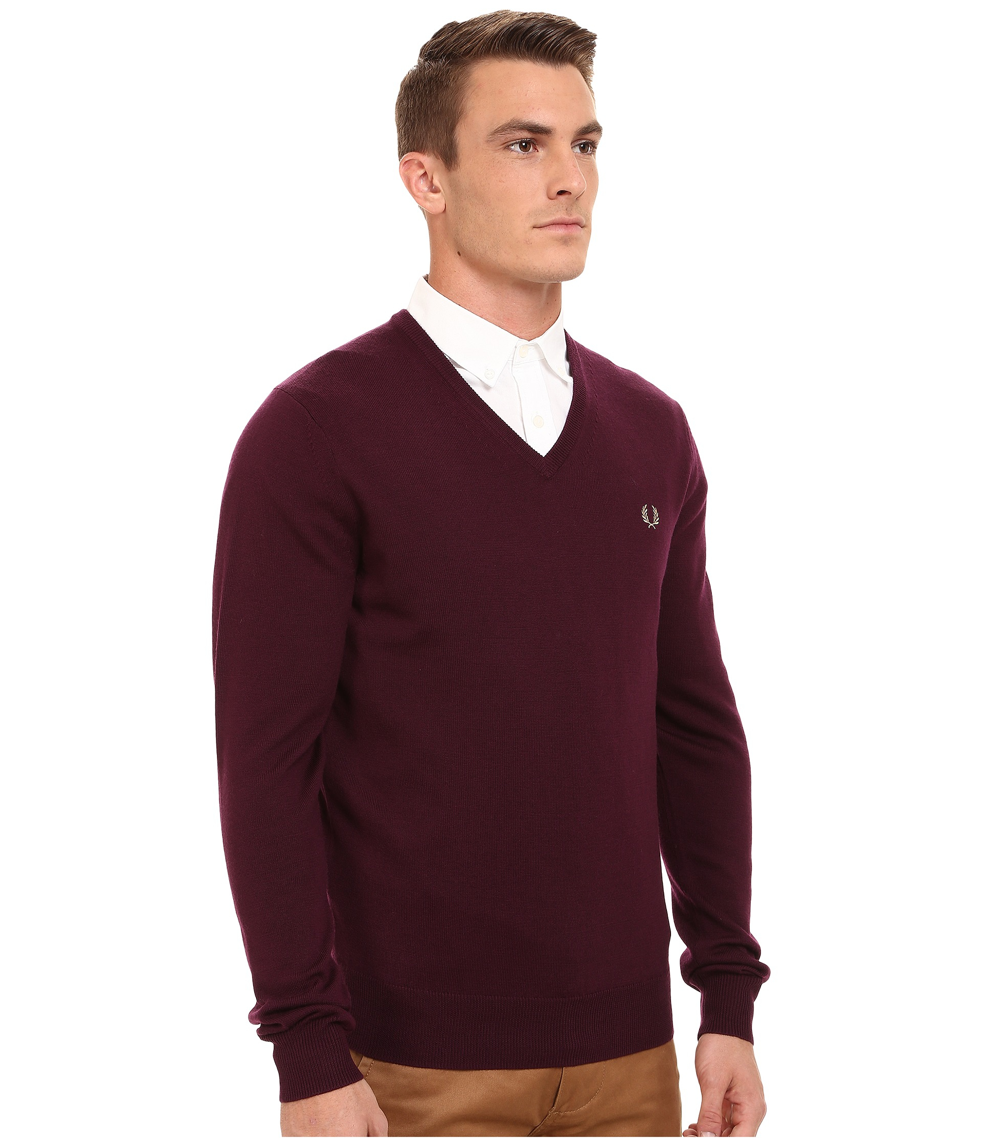 Lyst - Fred Perry Classic V-neck Sweater in Brown for Men