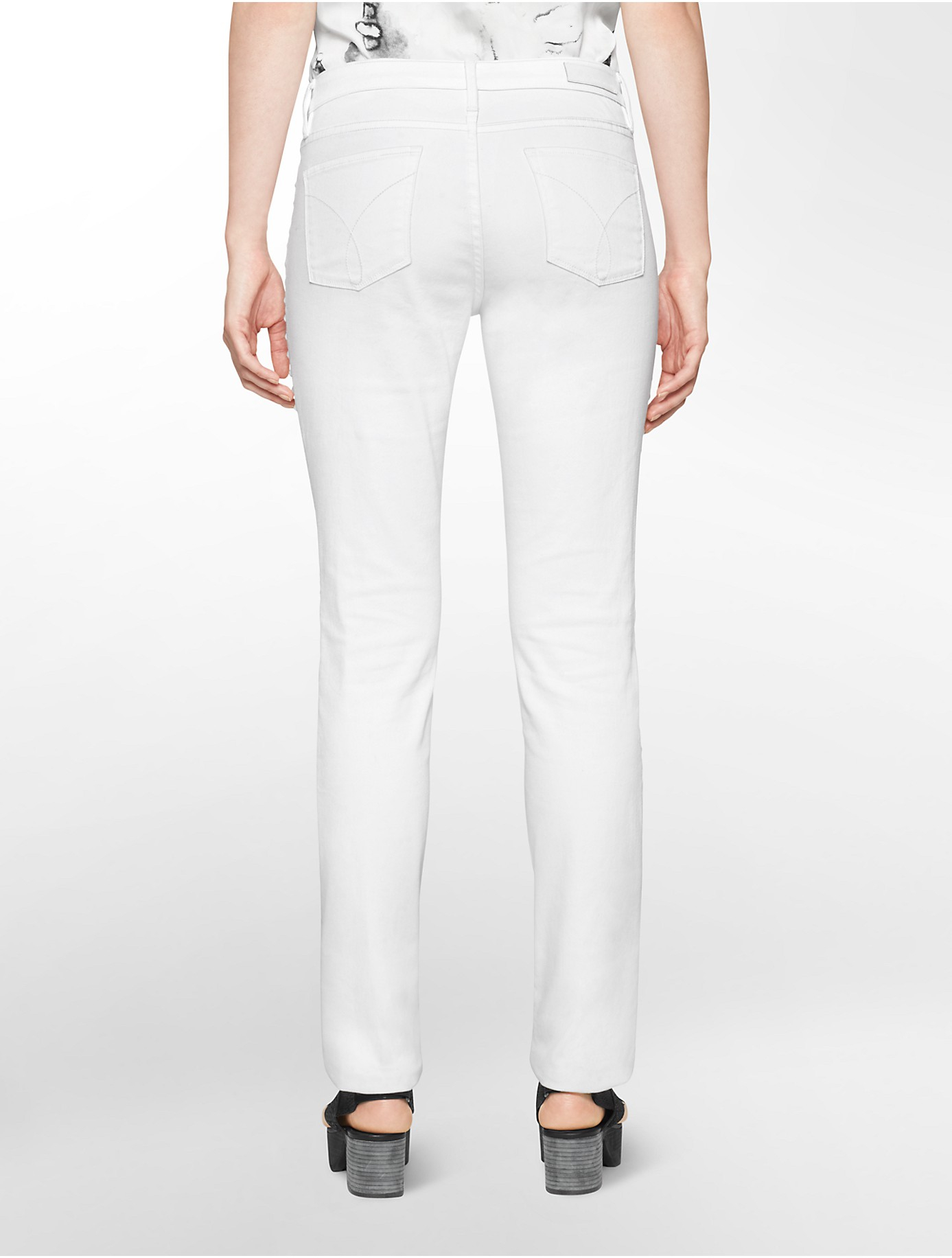 Calvin klein Jeans Ultimate Skinny Side Stripe White Wash Jeans in ...