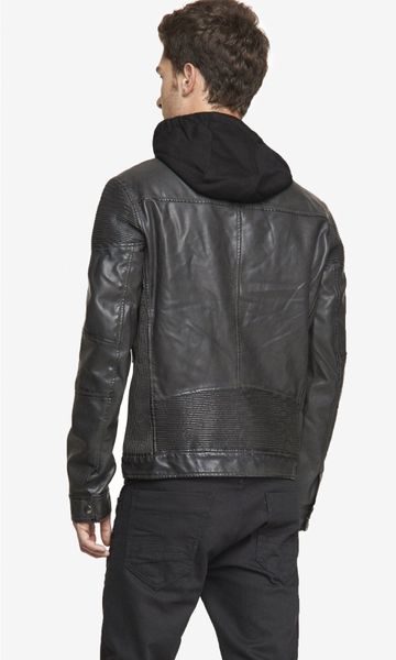 Express Ribbed Minus The Leather Hooded System Jacket in Black for Men ...