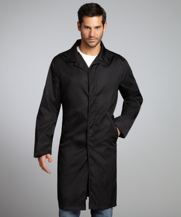 Prada Black Nylon Woven Raincoat in Black for Men | Lyst