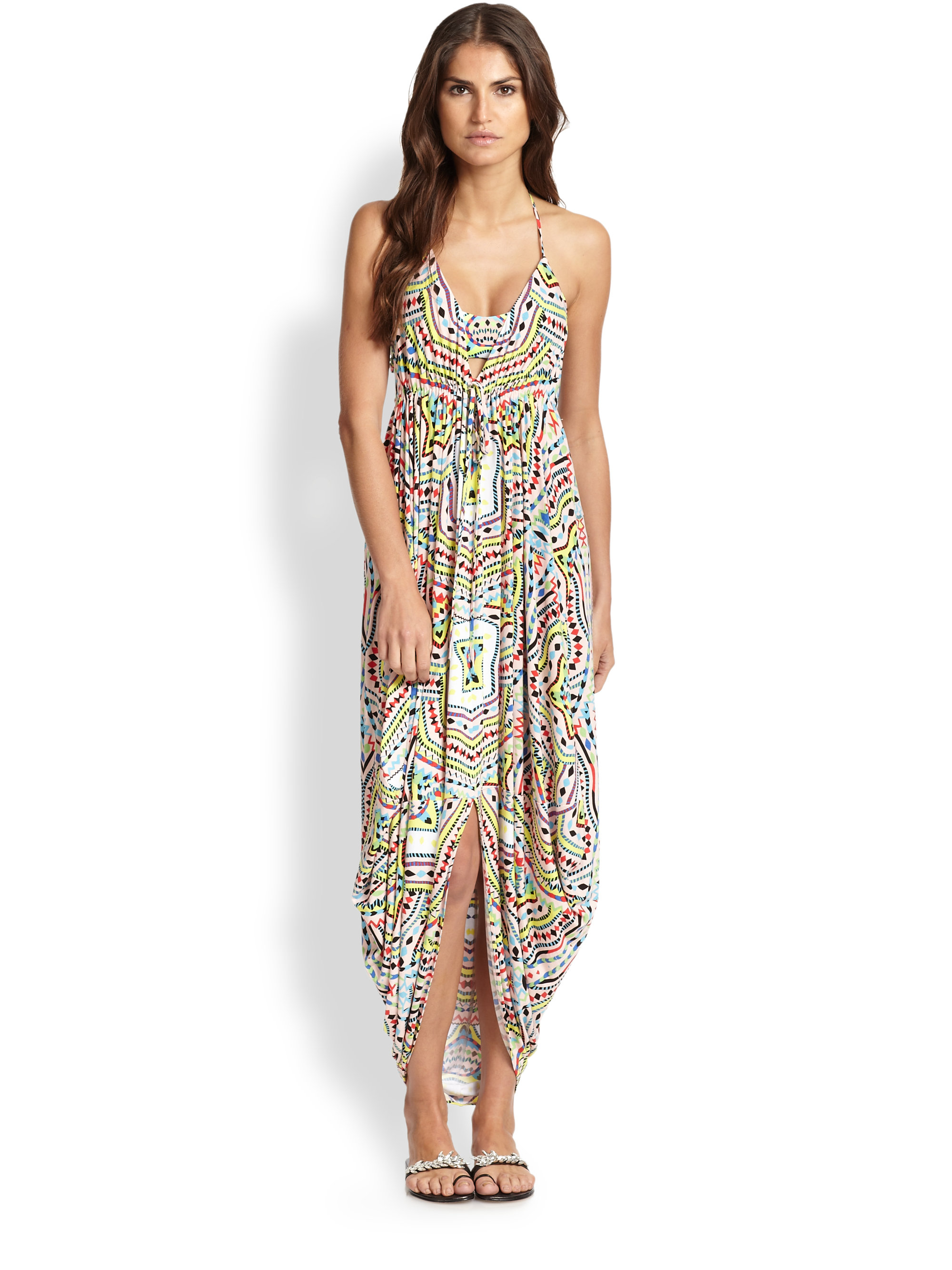 Mara hoffman Cocoon-hem Print Halter Dress in Multicolor (ESTRADA PINK) | Lyst