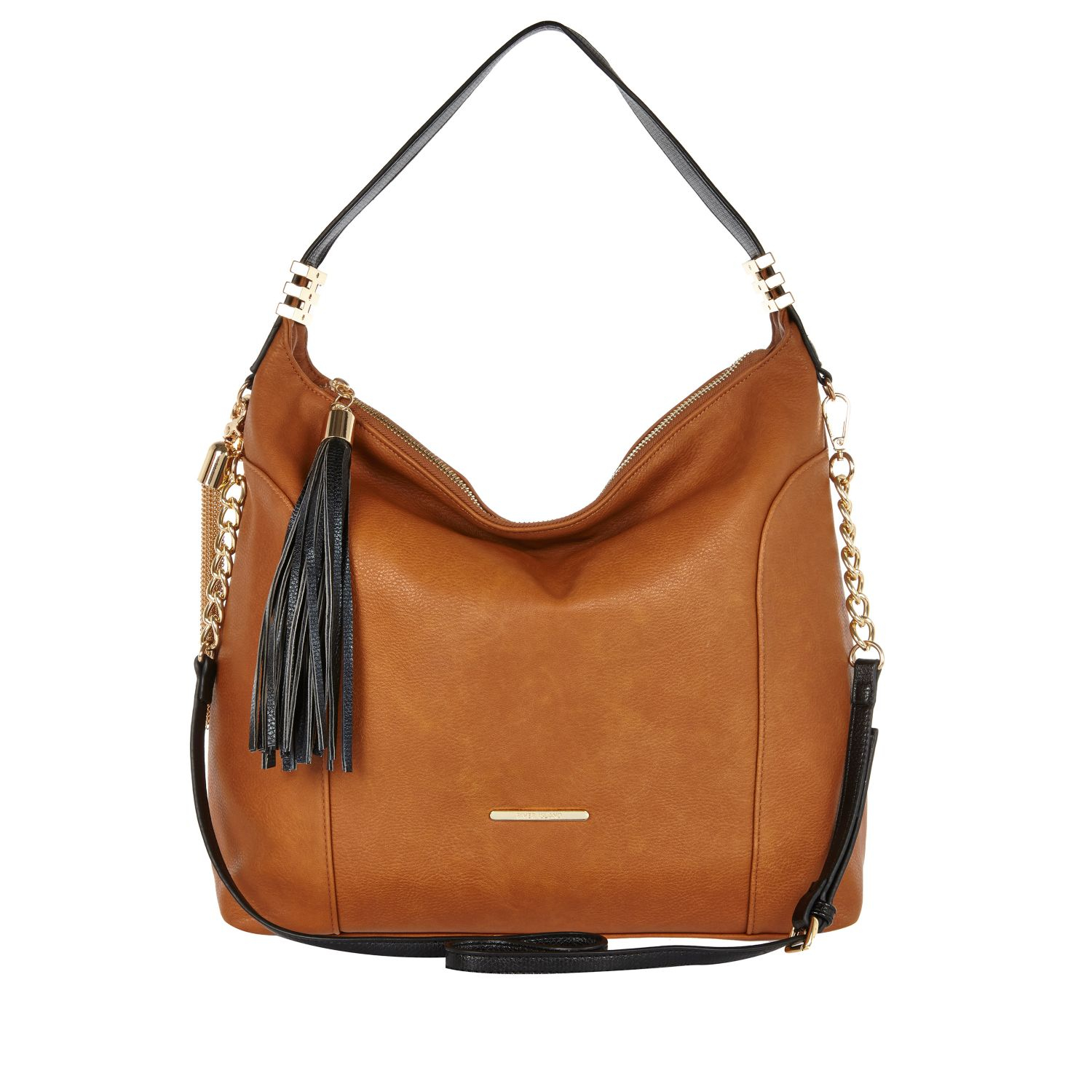 River Island Brown Tassel Trim Slouch Bag In Brown Lyst