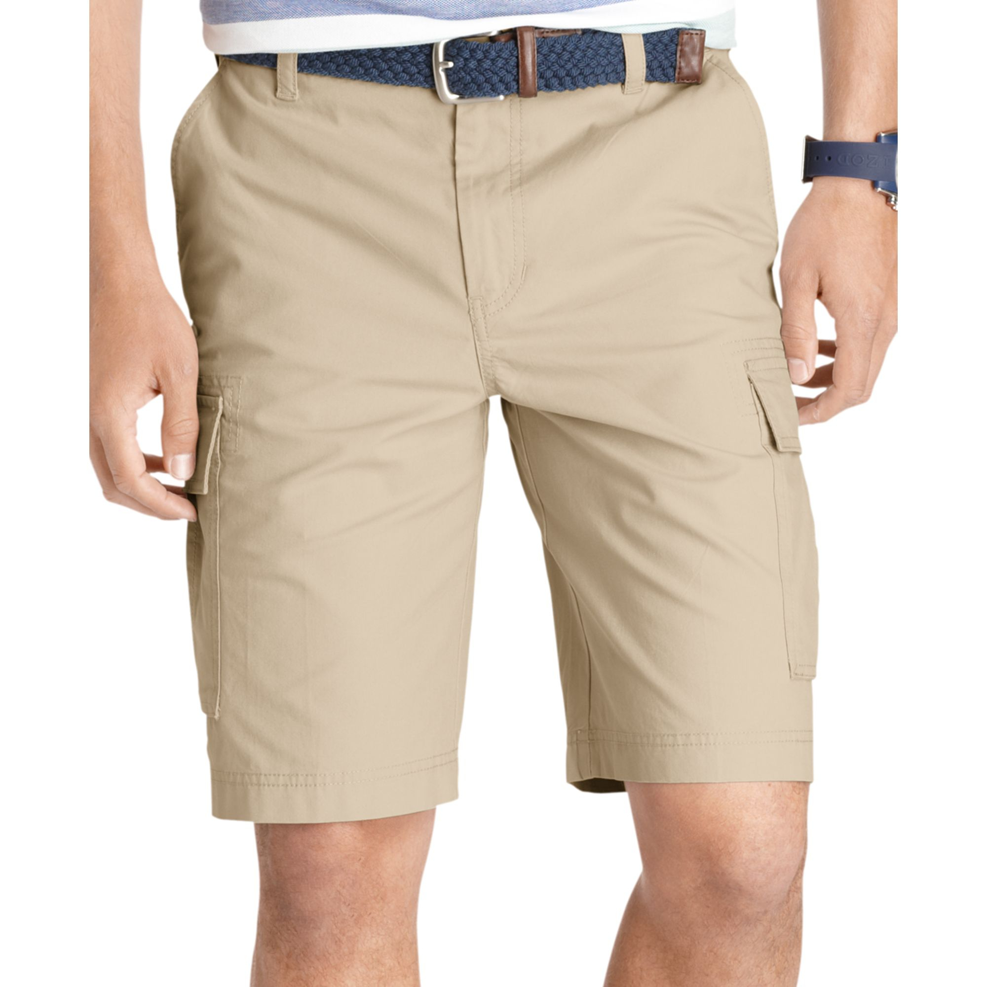 Izod Slub Cargo Shorts in Khaki for Men (Cedarwood Khaki) | Lyst