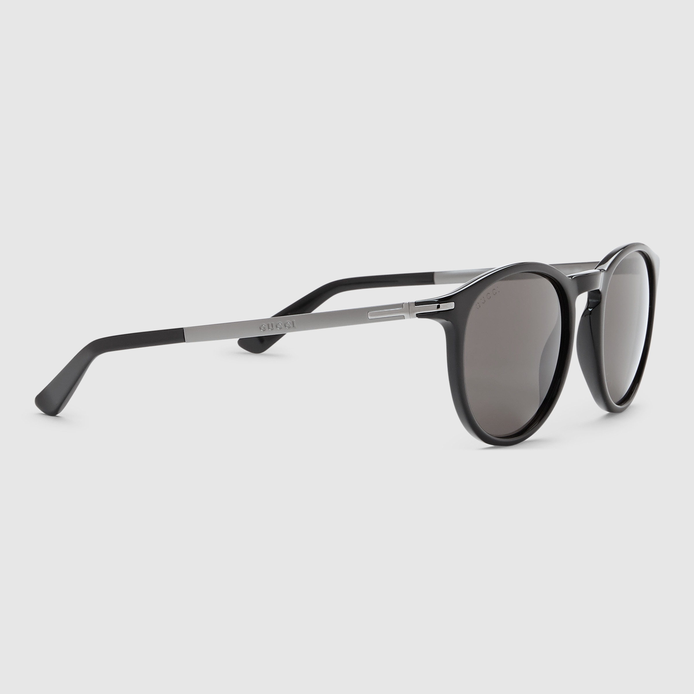 Lyst Gucci Round Frame Acetate And Metal Sunglasses In Black For Men