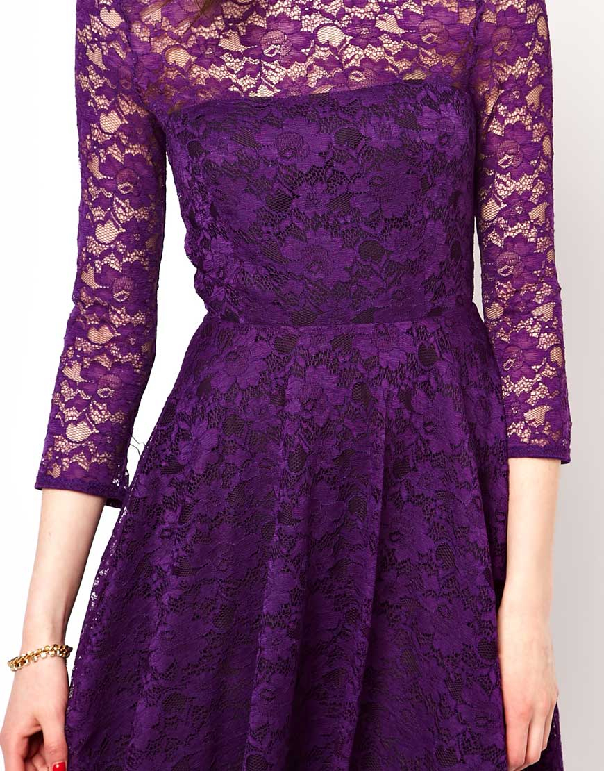 Lyst - French Connection Lace Evening Dress in Purple