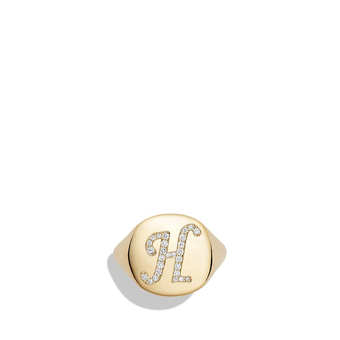 David Yurman Dy Initial Pinky Ring With Diamonds In Gold Lyst