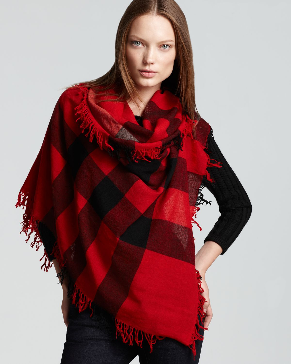 Burberry Color Check Wool Scarf in Red Lyst