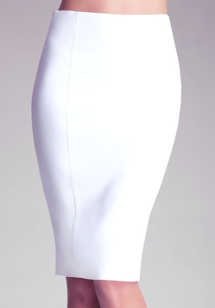 Bebe Zipper Pencil Skirt in White | Lyst