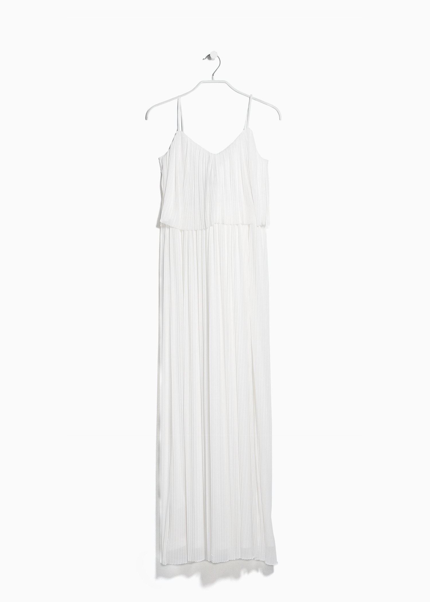 Mango Long Pleated Dress in White | Lyst