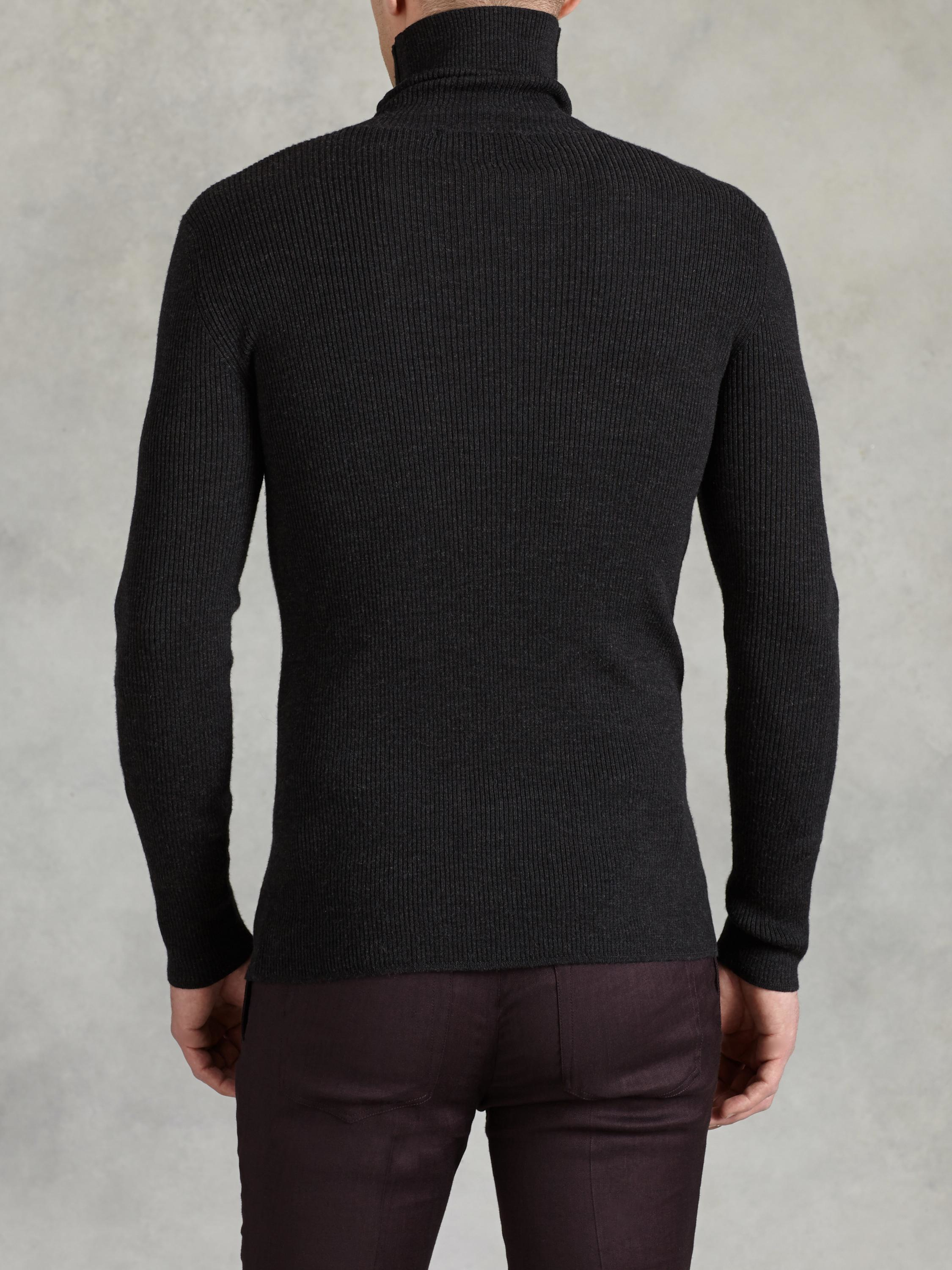 Lyst - John Varvatos Long Sleeve Rib Henley Sweater in Black for Men